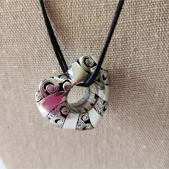 Brighton Scrolled and Etched Puffed heart Pendant Necklace‎ - Picture 7 of 7